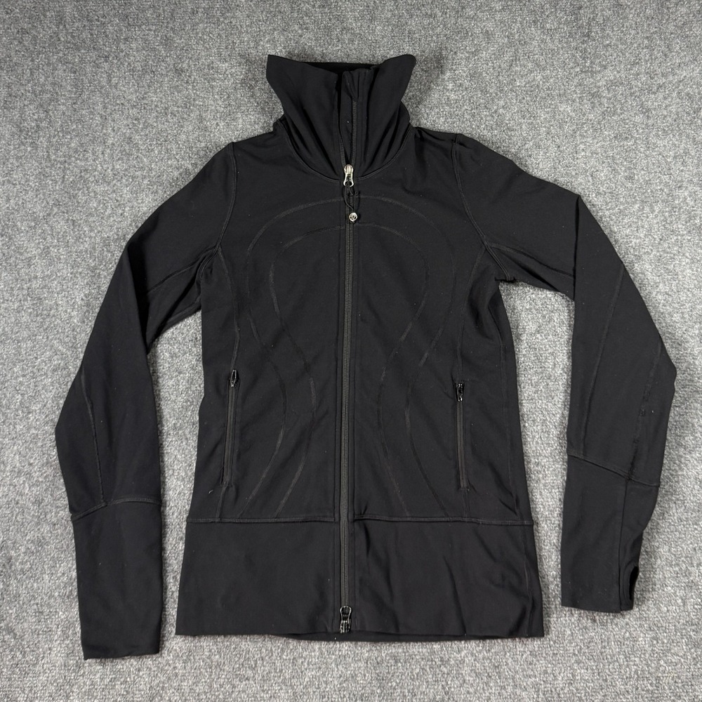 Lululemon Stride Jacket Womens Size 4 Black Full Zip High Neck Activewear Yoga